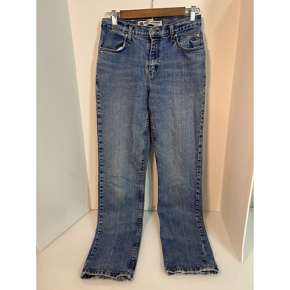 Harley Davidson straight leg women's jeans 6L W28 L31‎ mid blue denim